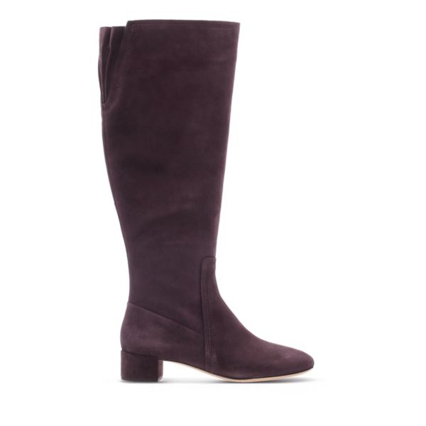 Clarks Womens Orabella Ava Knee High Boots Aubergine Suede | CA-6519723